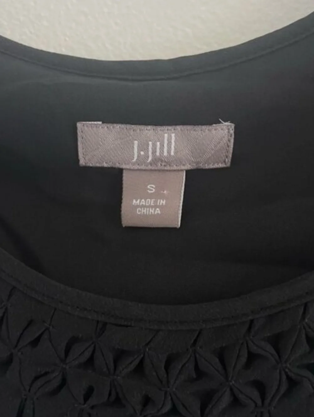 J. Jill 100% Silk Smocked Neck Sleeveless Black Women  Dress Midi Size Small